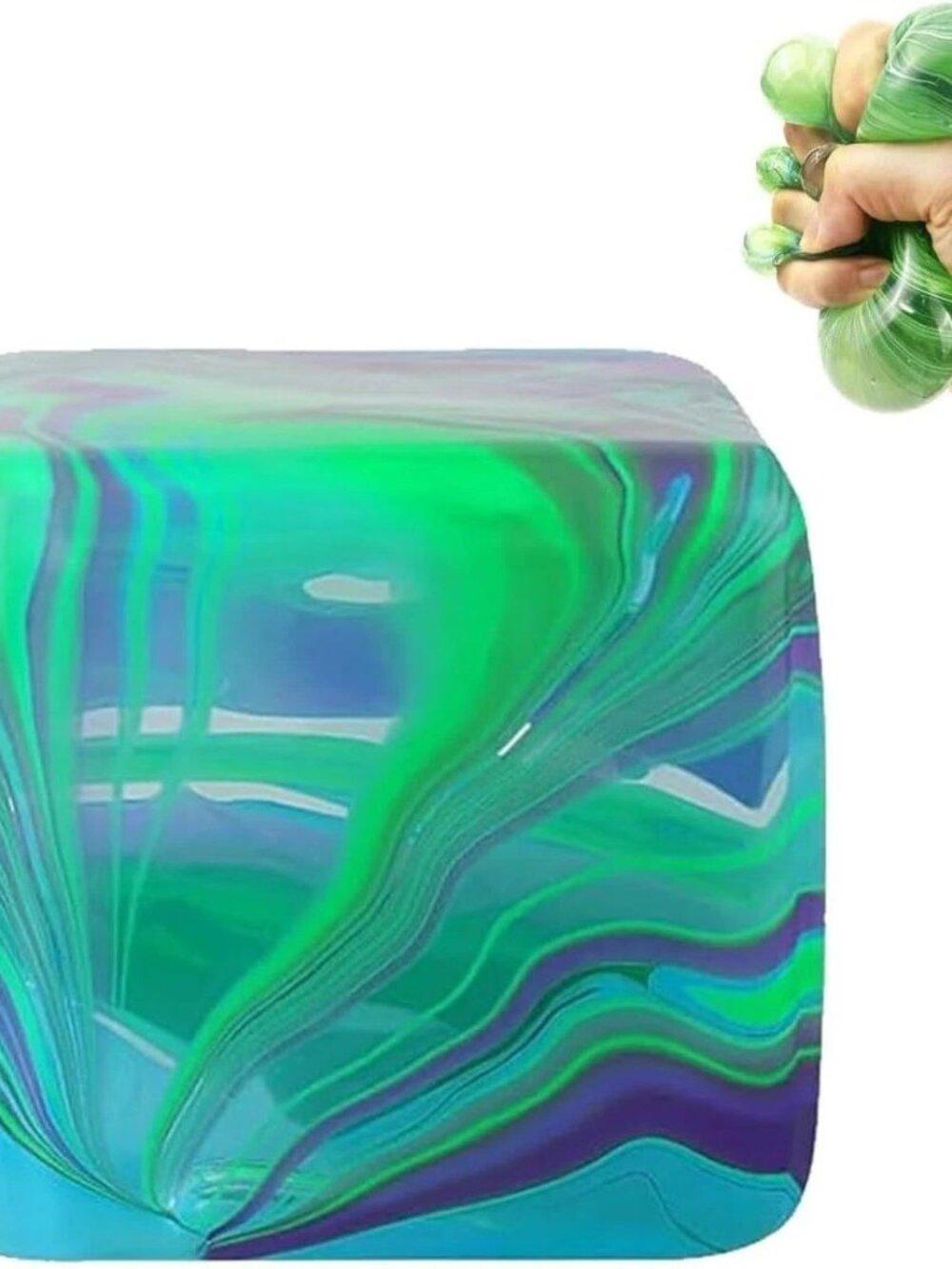 Squeeze Stress Cube Fidget Toy Squish Sugar Ball Sensory Relief Anxiety (Green)